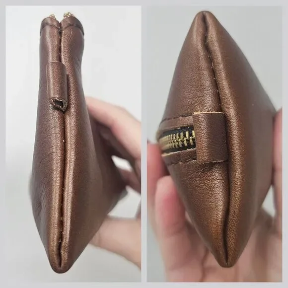 Portland Leather Goods Alpine Pouch Zippered Pouch Brown Makeup Bag NEW - Picture 5 of 7